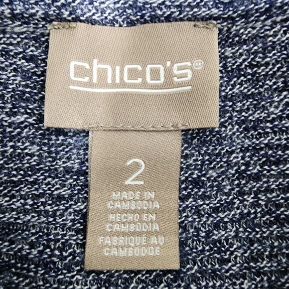 Chicos Sweater Womens Size 2 Large Cashmere Blend Blue Marled Cowl Turtleneck - Picture 6 of 9